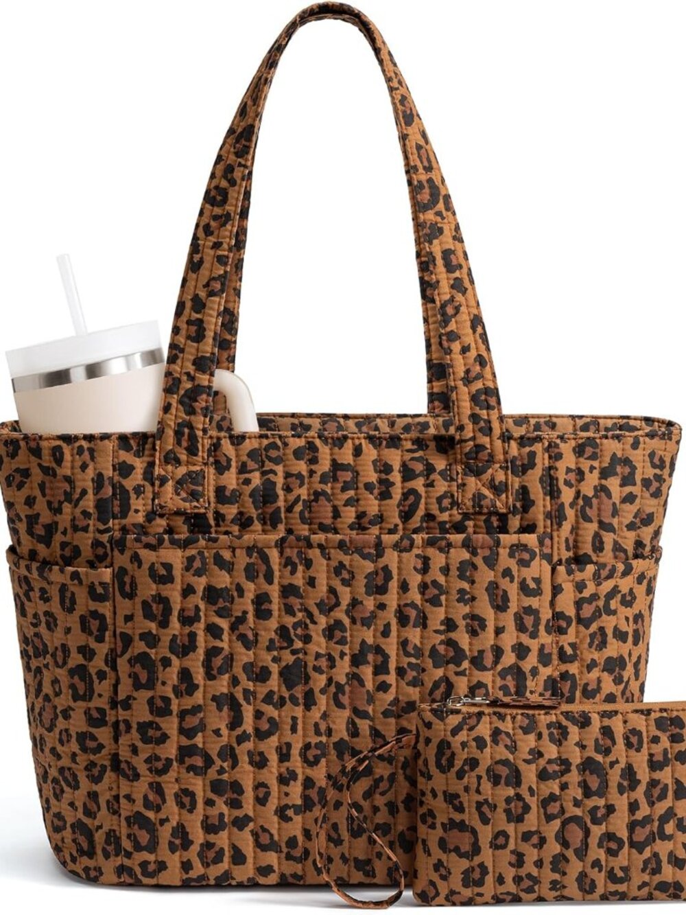 Quilted Tote Bag for Women, Puffer Cotton Zip Laptop Work Tote Purses Handbag fo
